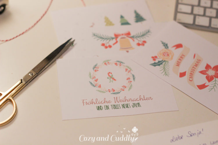 Adventskalender Tag20:  Kostenloses Printable für Weihnachtskarten als PDF. Freebie-Printable